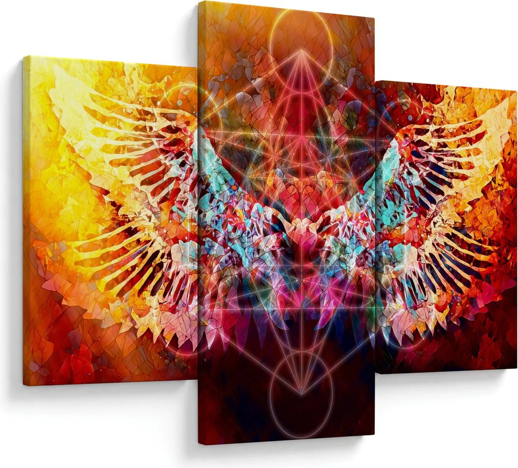 Obraz - Merkaba s krídlami, abstrakcia (90x60 cm)