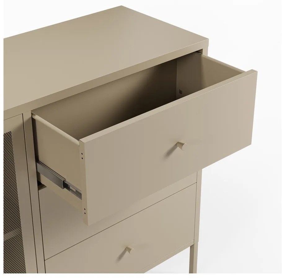 Krémovobiela kovová komoda 140x90x40 cm Fayna – Marckeric