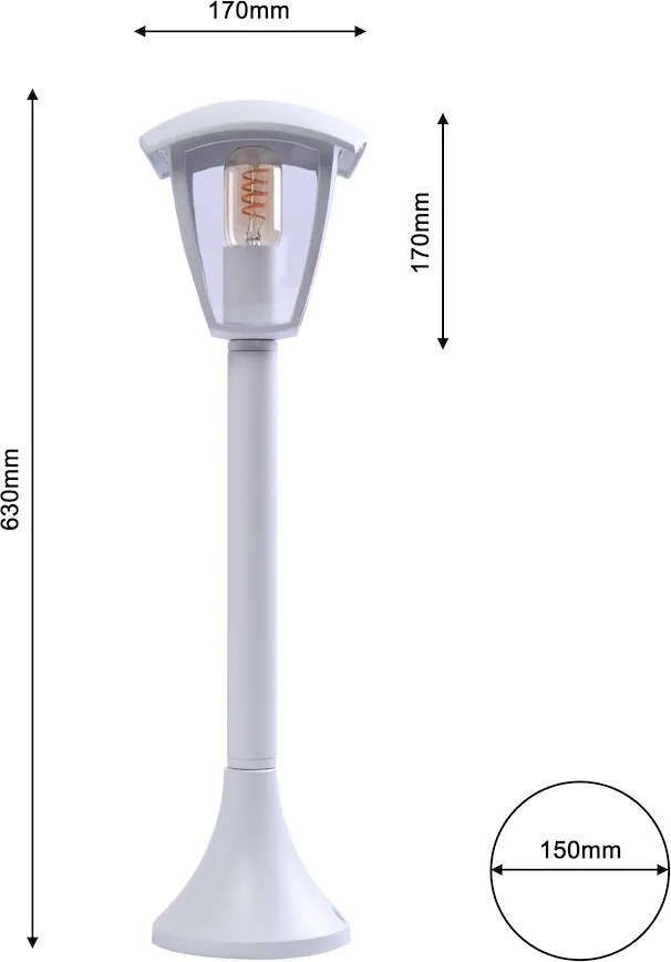 Exteriérové svietidlo Fox Big, 1x akrylové/biele hliníkové tienidlo