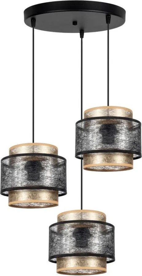 Luster na lanku GABI 3xE27/60W/230V zlatá/čierna pr. 45 cm