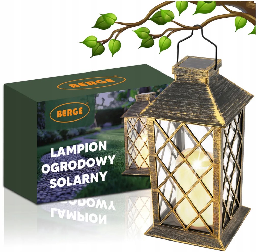 BERGE LED solárny záhradný lampáš hnedá 2V 35MA