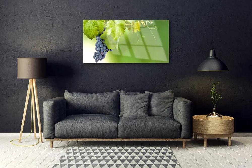 Skleneny obraz Hrozno listy kuchyňa 125x50 cm