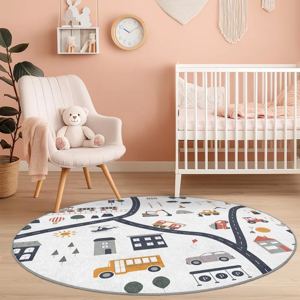 Prateľný detský hrací koberec ø100 cm World Around Me – Mila Home