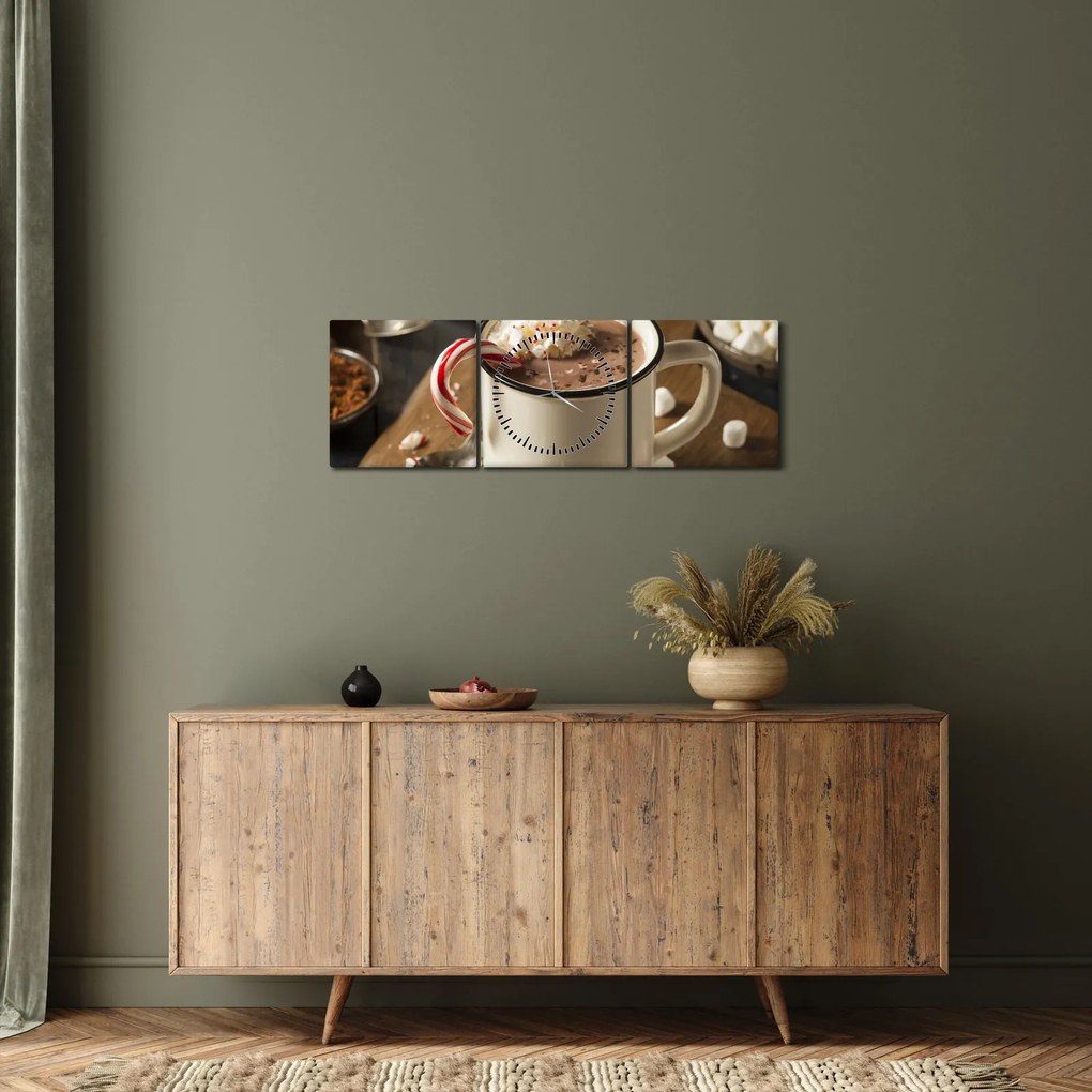Obraz - Horúca čokoláda (s hodinami) (90x30 cm)