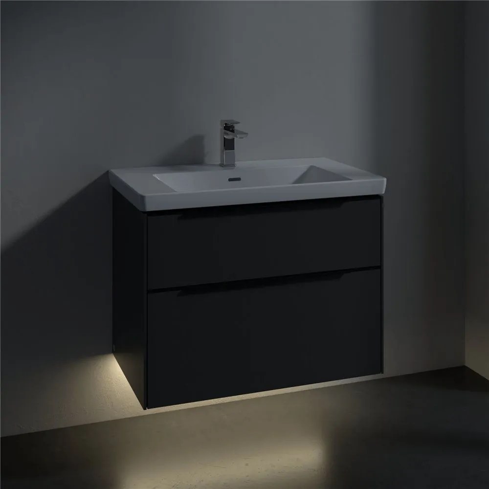 VILLEROY &amp; BOCH Subway 3.0 závesná skrinka pod umývadlo, 2 zásuvky, s LED osvetlením, 772 x 478 x 429 mm, Graphite, C574L1VR