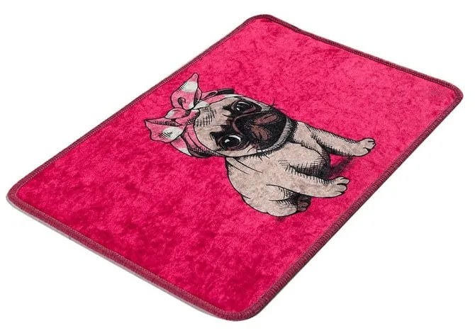 Ružová kúpeľňová predložka 40x60 cm Pink Pug – Foutastic