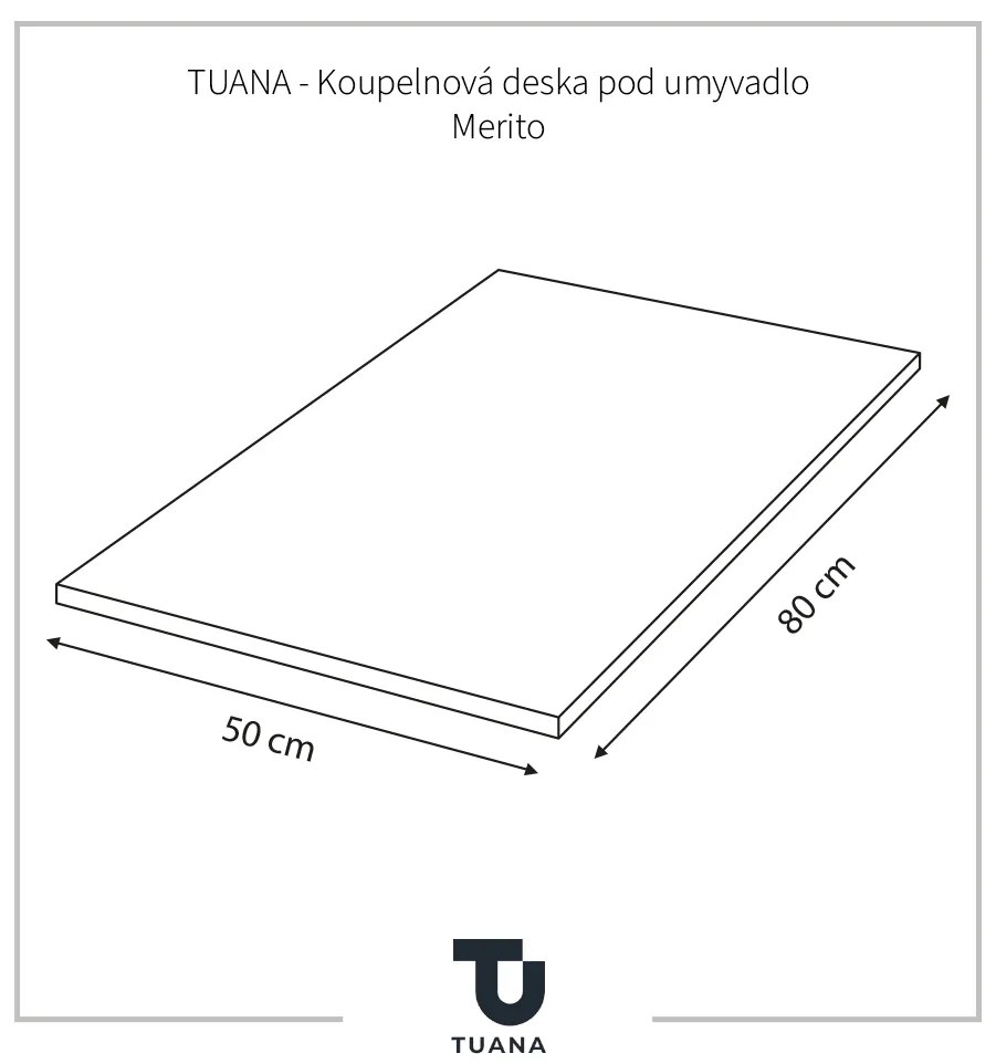 TUANA - Kúpeľňová doska pod umývadlo Merito - čierna matná - 80 cm