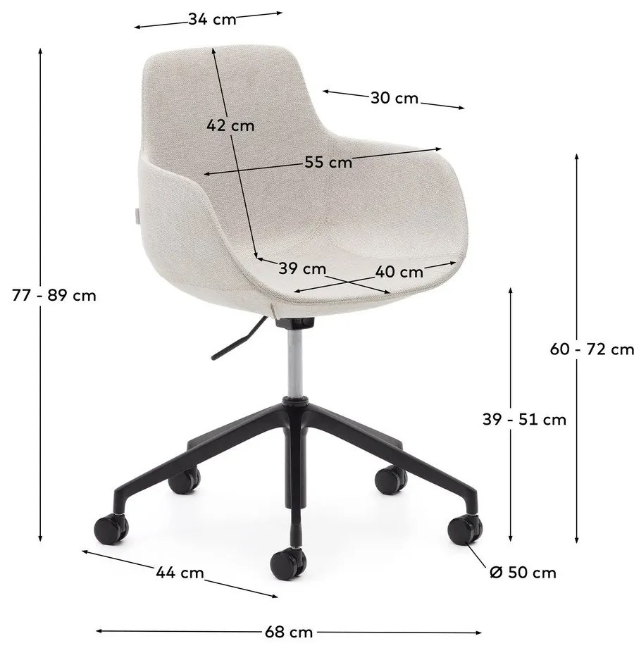 Béžová kancelárska stolička Tissiana – Kave Home