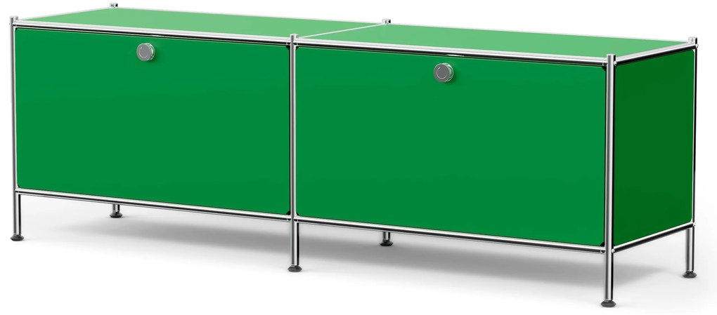 Kovová nízka skrinka »CN3« s výklopnými priečinkami, zelená