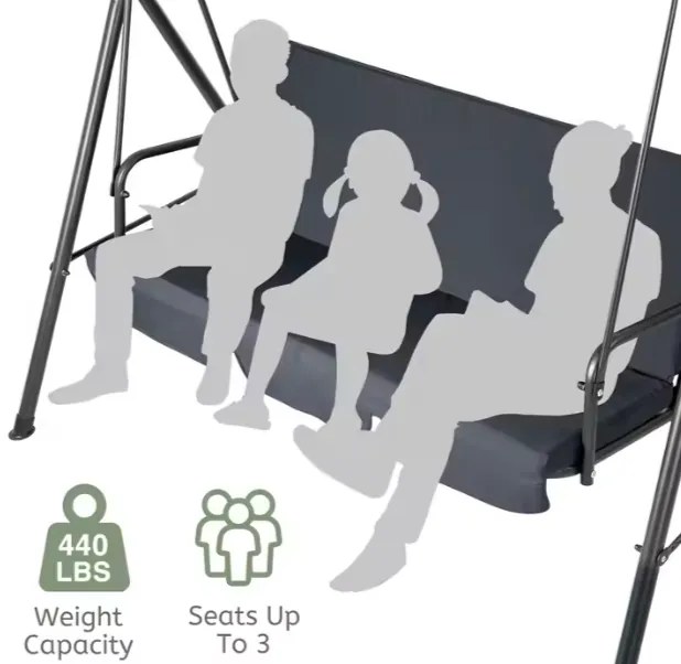 Lean Záhradná hojdačka sivá – 250kg, 2 vankúše
