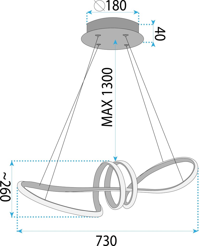 Toolight Toolight, LED závesné osvetlenie 120cm, 48W, 3000K, LHJ036-CP, zlatá, OSW-50016