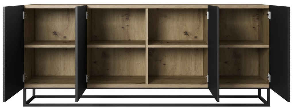 Komoda Asha 200 cm na čiernom podstavci - artisan / čierny mat