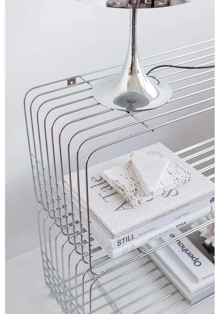 Kovová nástenná knižnica v lesklej striebornej farbe 70x30 cm Wire – Mette Ditmer Denmark