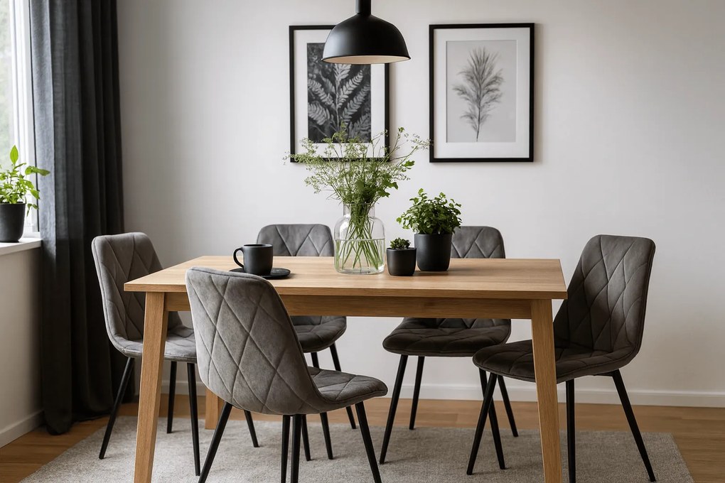 AKCIA Tmavosivá zamatová jedálenská stolička LIBRA s čiernymi nohami II. akosť