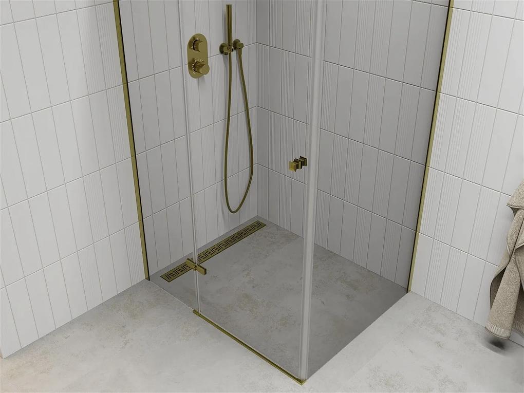 Mexen ROMA sprchovací kút 90x80cm, 6mm sklo, zlatý profil-číre sklo, 854-090-080-50-00