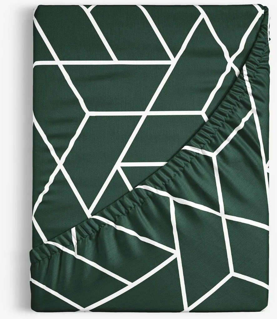 Goldea bavlnená napínacia plachta - mozaika na tmavo zelenom 90 x 200 cm