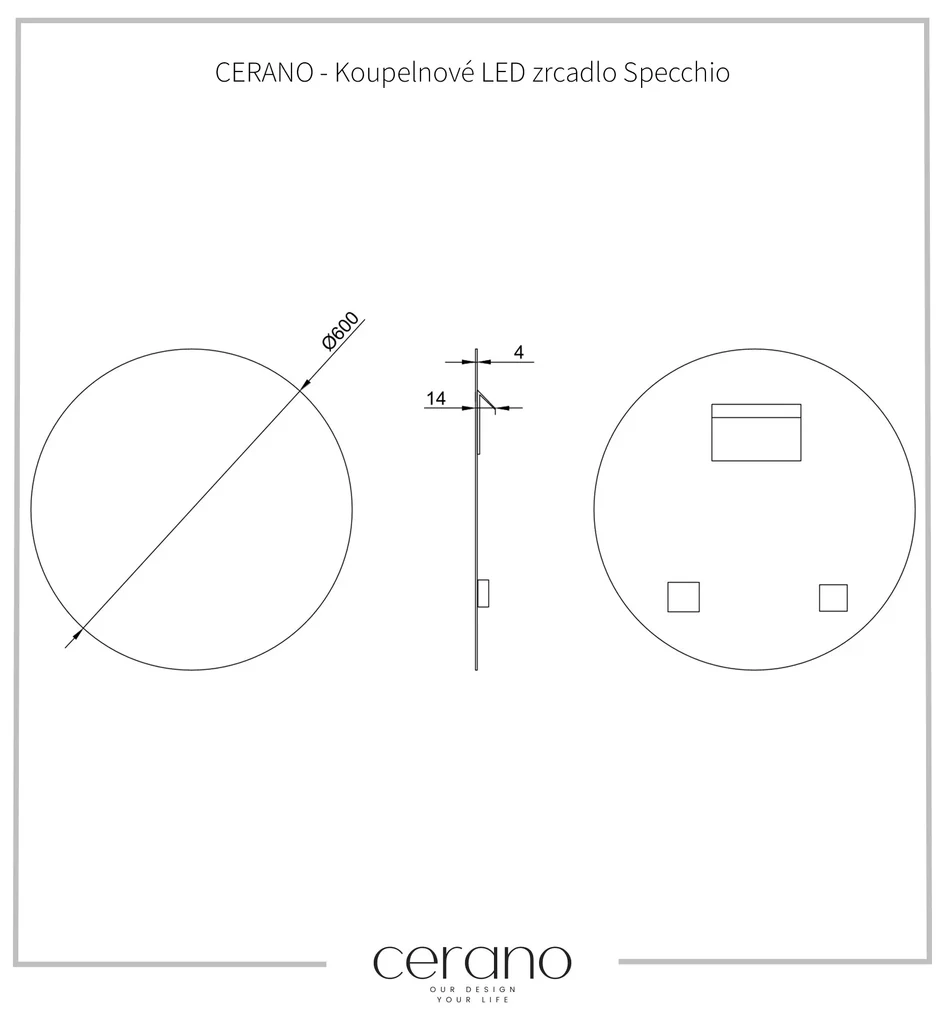 Cerano Specchio, kúpeľňové zrkadlo Ø 60 cm, CER-CER-429190