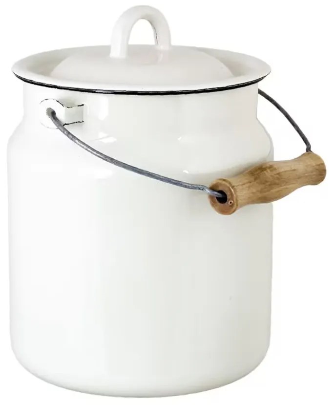 Biela smaltovaná kanvica na mlieko Emil´s Enamel Offwhite - Ø 16*22 cm / 3L