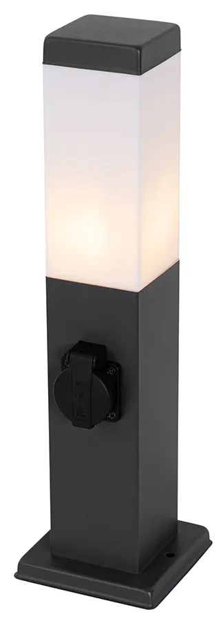 Vonkajšia lampa tmavosivá 45 cm so zásuvkou IP44 - Malios