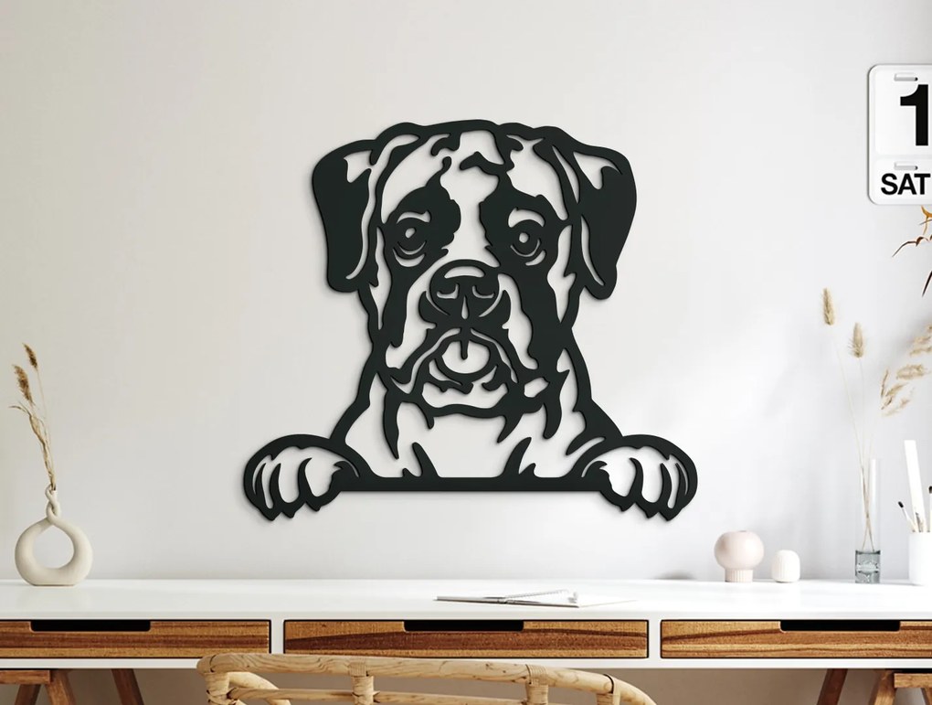 drevko Drevený obraz na stenu Boxer Rozmer obrazu: 39,5 x 44,5 cm, Farba dekorácie: Čierna