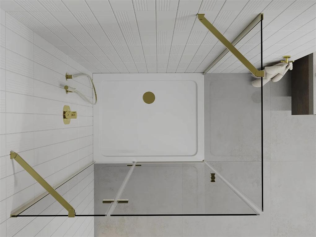 Mexen Roma, sprchovací kút 120 (dvere) x 90 (stena) cm, 6mm číre sklo, zlatý profil + slim sprchová vanička 5cm, 854-120-090-50-00-4010