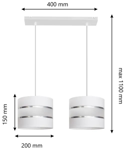 Luster na lanku HELEN 2xE27/15W/230V biela