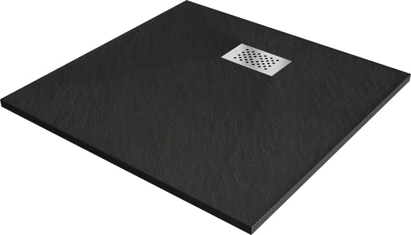 Mexen Hugo štvorcový sprchovací kút SMC 90 x 90 cm, čierny, krytka inox - 42709090-X