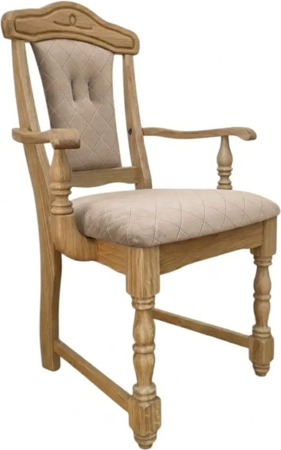 Klasická dubová - čalúnená stolička s podrúčkami FA, 65x53x99 cm Caro02