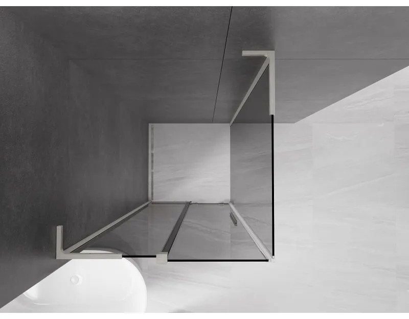 Mexen Velar L, sprchový kút s posuvnými dverami 120 x 120 cm, 8mm šedé sklo, brúsená oceľ, 871-120-120-43-97