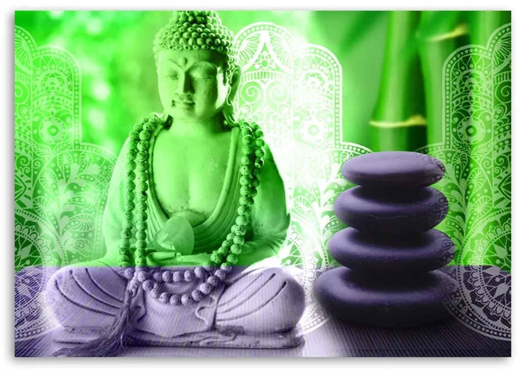 Obraz na plátně Buddha green zen spa - 120x80 cm