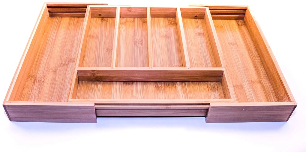 Goodhome Nastaviteľný organizér do zásuvky, príborník - bambusový 29 – 43 x 34 cm