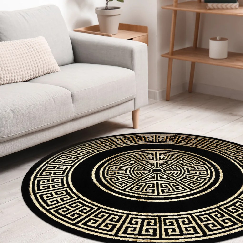 Kusový koberec Allure 1968 black/gold kruh, 200x200 (priemer) kruh, čierna, kancelária, Dywany Łuszczów