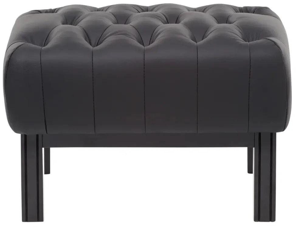 furniture-nabytek.cz - Masívny taburet Chesterfield Kingsfield z pravej kože, čierny – 61×46×43 cm