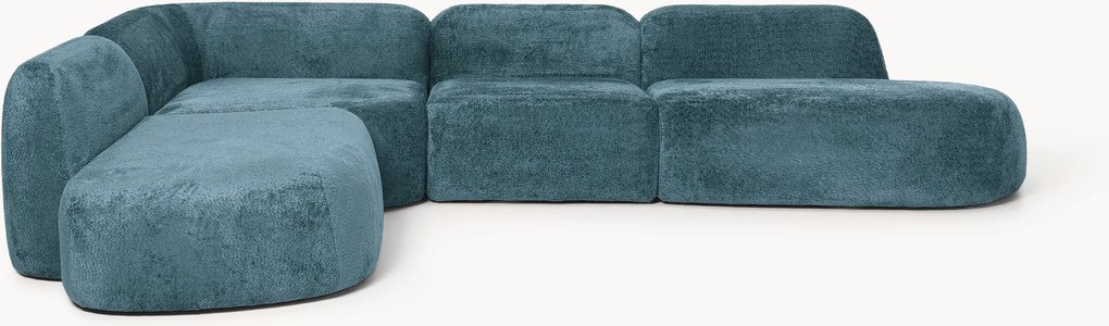 XL modulárna rohová pohovka z plyšového buklé Wolke