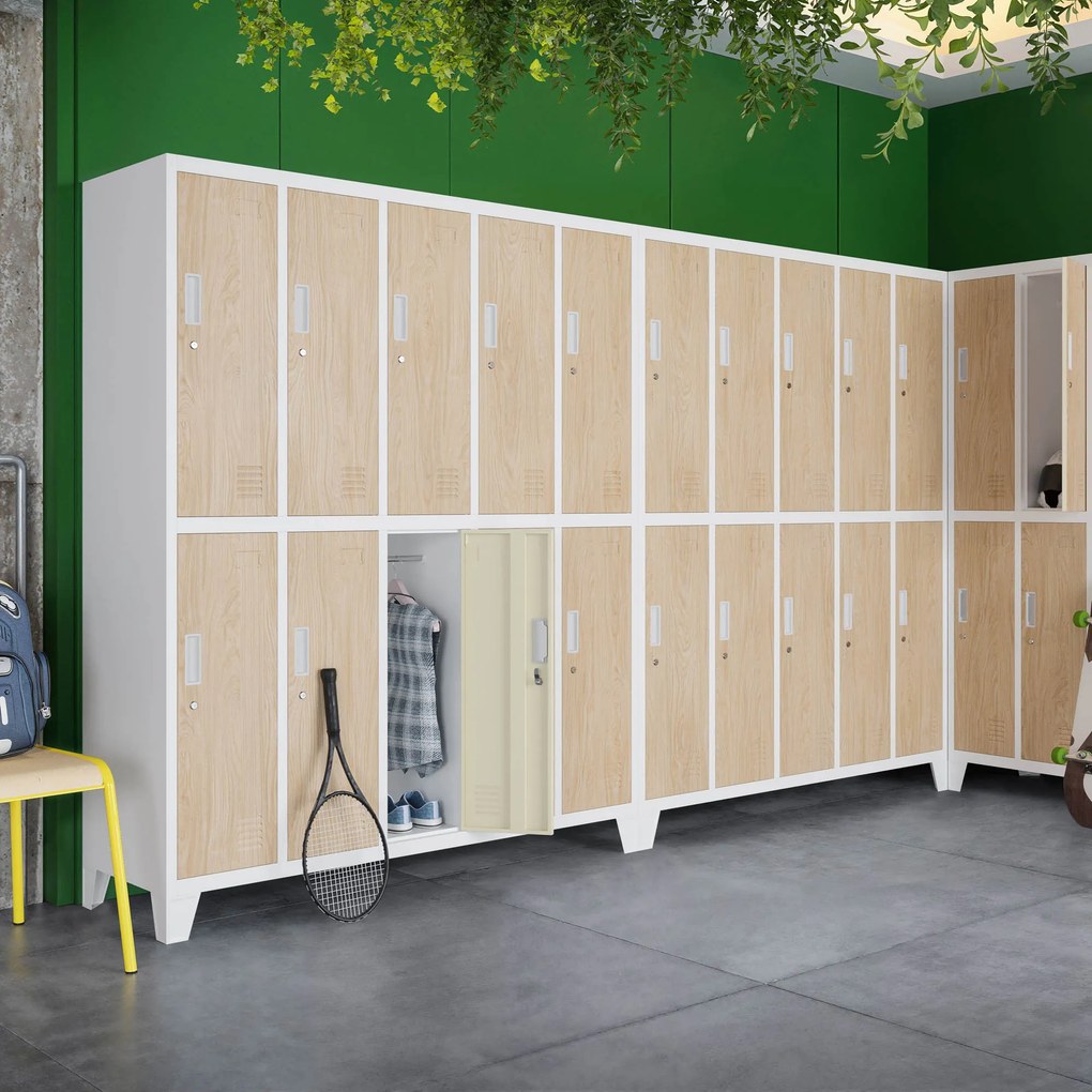 10-dverová šatňová skrinka na oblečenie, biela/dub Sonoma, 1360x1720x450 mm: BARTEK Eco Design