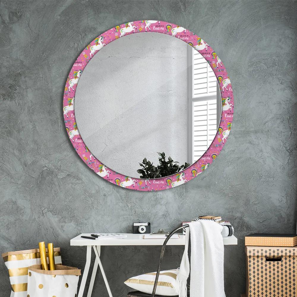 Okrúhle dekoračné zrkadlo s motívom Kúzelný jednorožec fi 100 cm