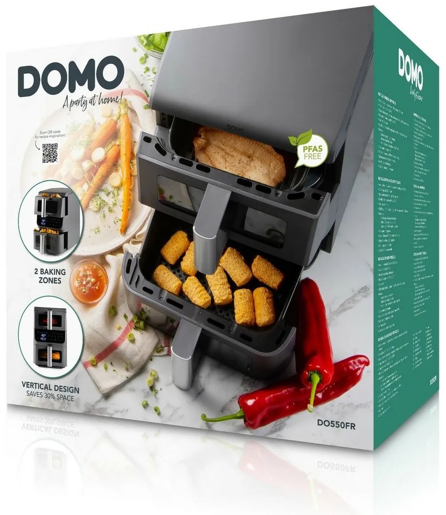 DOMO DO550FR vertikálna dvojitá teplovzdušná fritéza