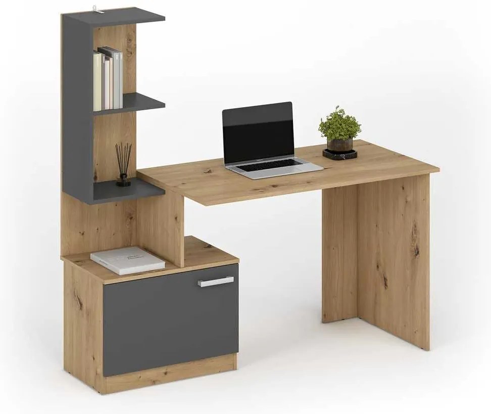 Písací stôl Kirkton, dub artisan / grafit