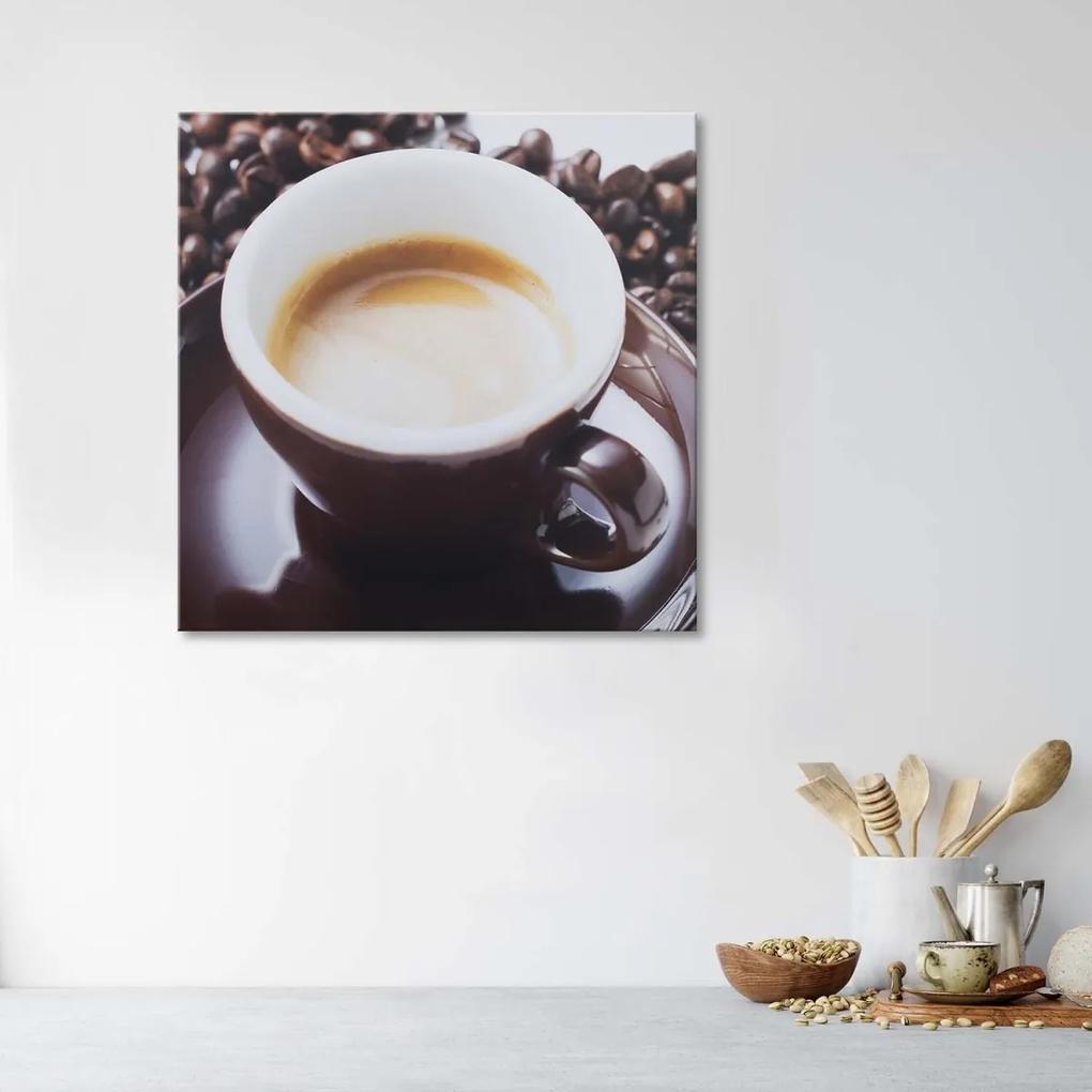 Obraz na plátně Šálek zrnkové kávy - 60x60 cm