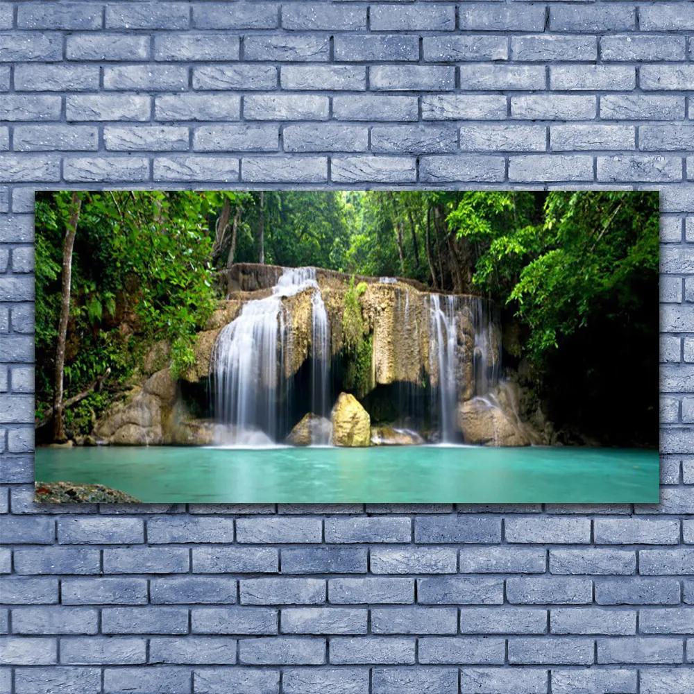Obraz na akrylátovom skle Vodopád strom príroda 120x60 cm