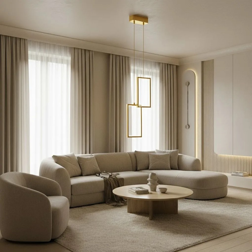 Toolight Toolight, LED závesné osvetlenie, 12W, 3000K, 3500lm, LHJ086-2CP, zlatá, OSW-50061