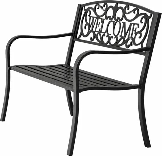 Lean Záhradná kovová lavička WELCOME – 127cm, čierna