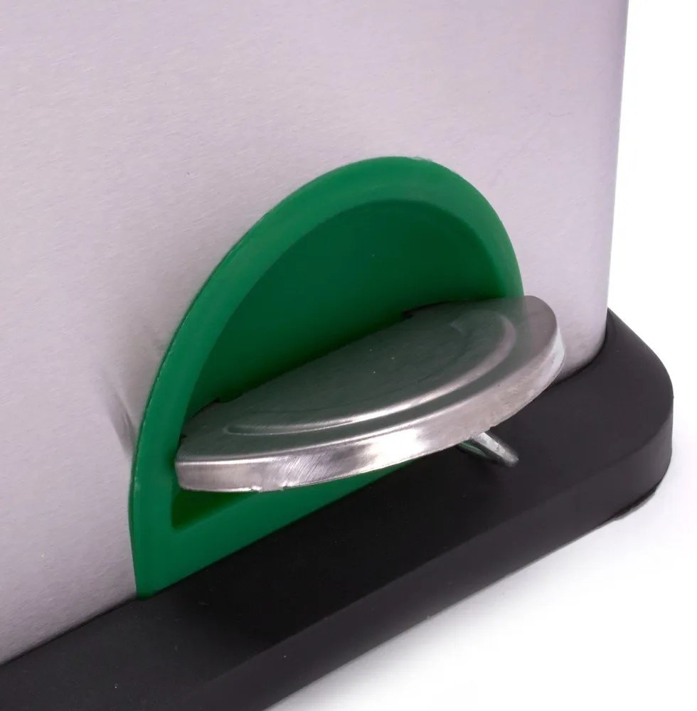 Oceľový odpadkový kôš 2x20 l na triedený odpad/nášľapný v matne striebornej farbe Tri Selectif – MSV