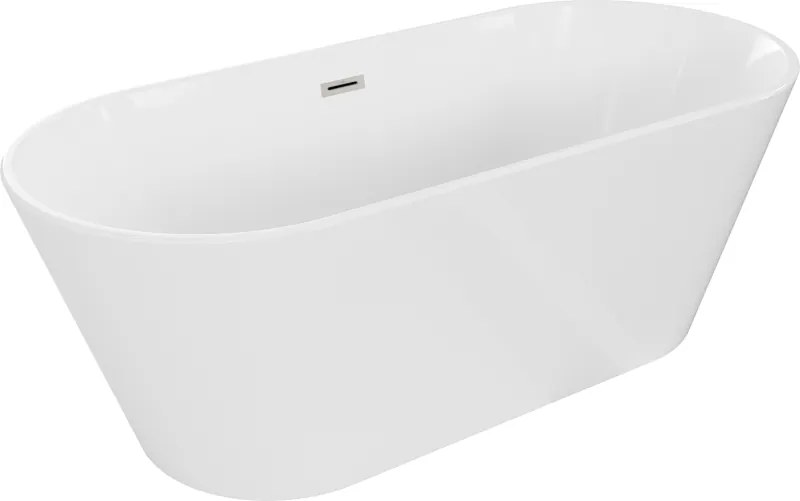 Mexen Flavia, voľne stojaca vaňa 170 x 75 cm, biela, brúsená oceľ prepad, 54031708000-97