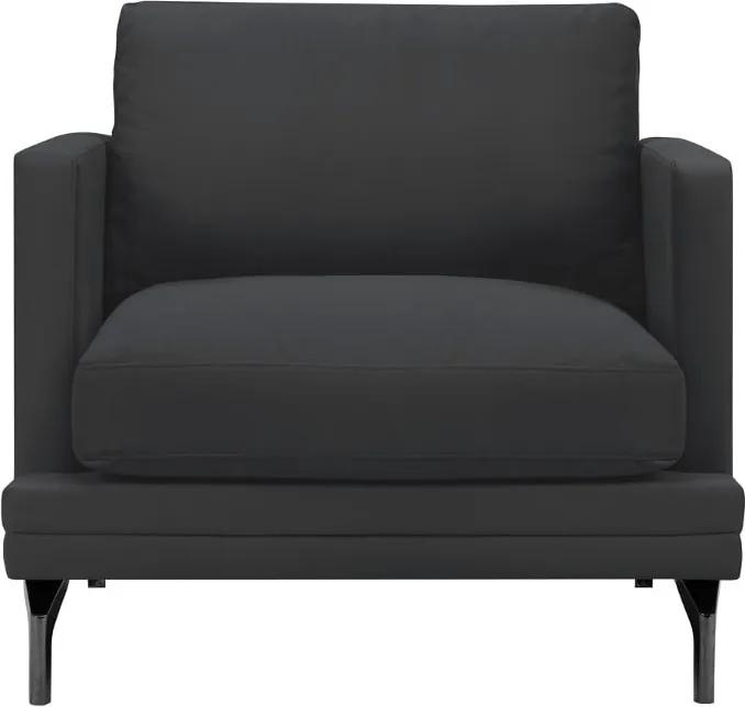 Tmavosivé kreslo s podnožou v čiernej farbe Windsor & Co Sofas Jupiter
