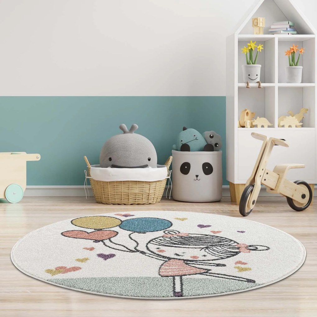 Dekorstudio Okrúhly koberec do detskej izby ANIME - dievčatko 9393 Priemer koberca: 120cm