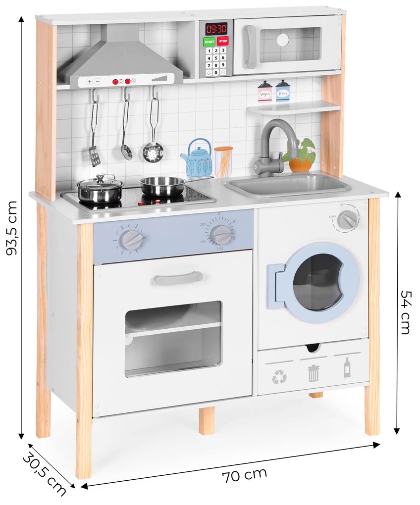 Drevená kuchynka pre deti, LED zvuky, kuchynské doplnky, ECOTOYS