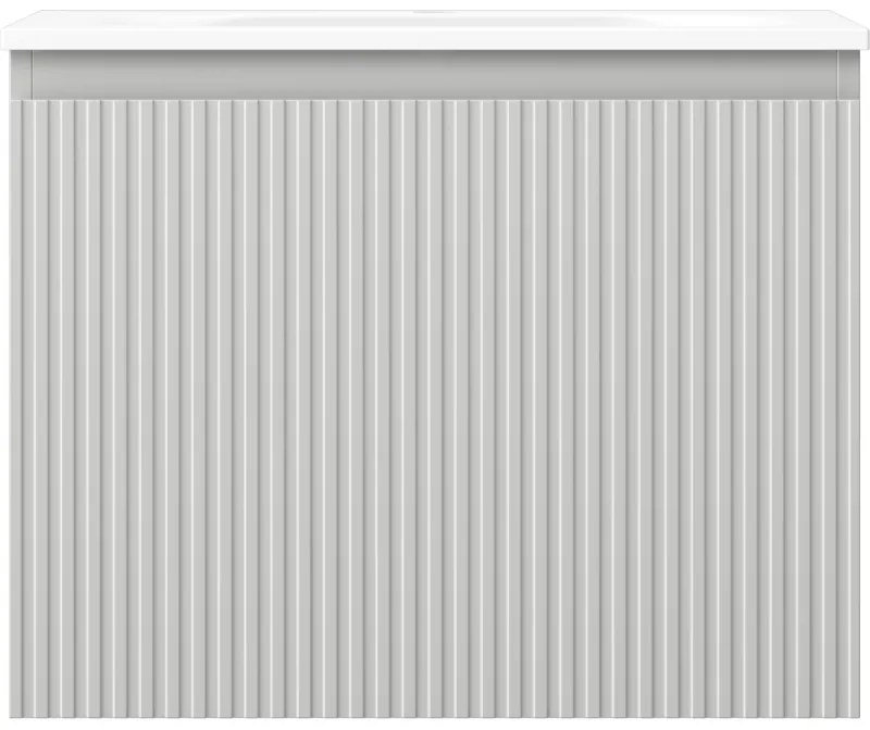 Mexen Rivel, kúpeľňová skrinka 60 cm s umývadlom Vela, 1 zásuvka, drážkovaná, sivá matná/biela, 91A20-06047-1-BF62-W23M01