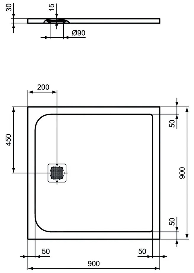 Ideal Standard Ultra Flat S - Sprchová vanička 900x900 mm, piesková K8215FT