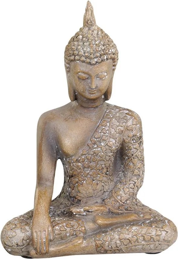 Béžová antik dekorácia sediaca Budha - 10*5*13 cm
